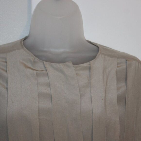 Vintage The Silk Farm Tan Blouse 100% Silk Women Size 10 - Picture 3 of 10